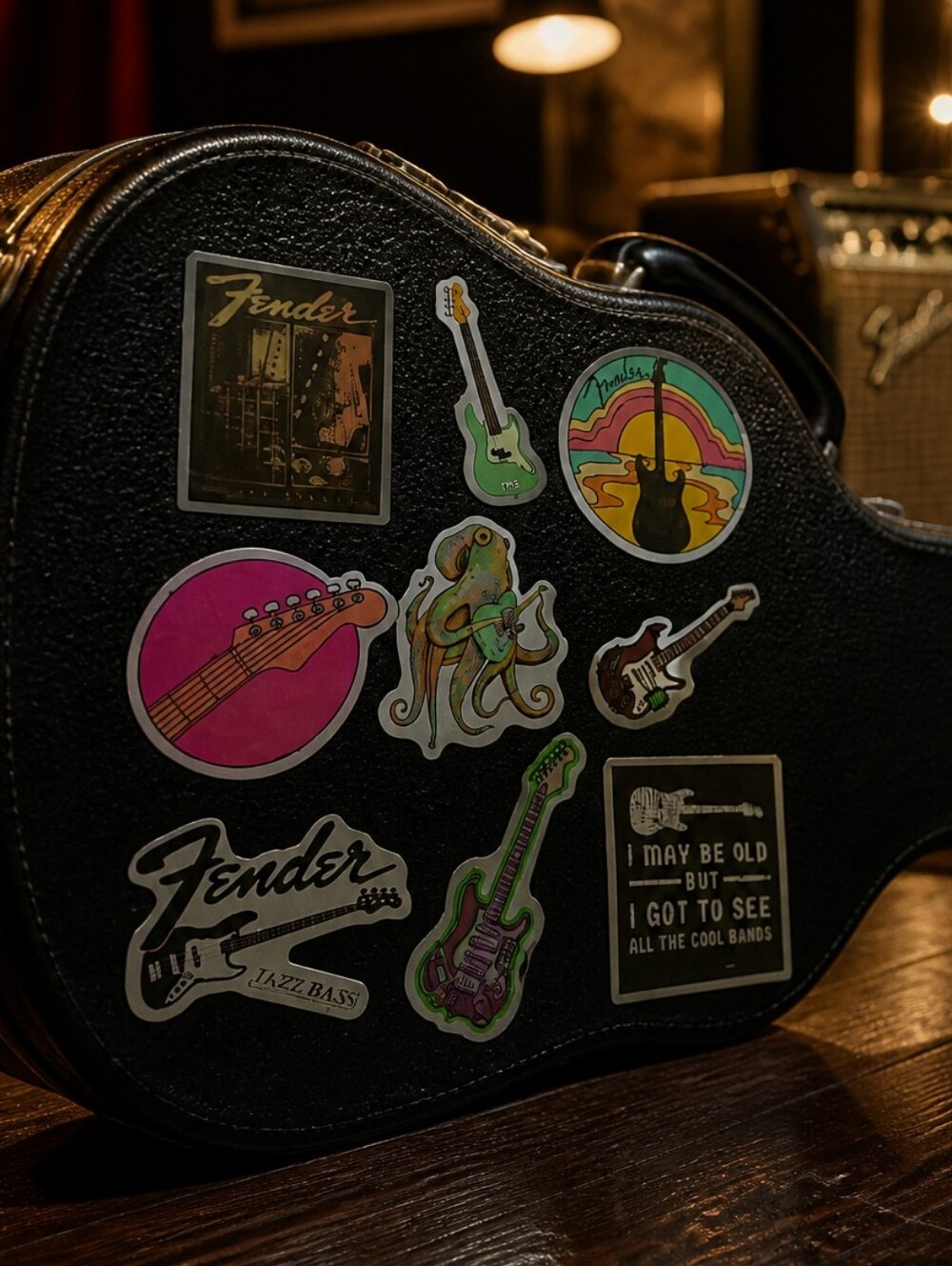 Fender Guitar Stickers 9pc Classic Rock Jazz Bass Musician Vinyl Decal Pack Gift